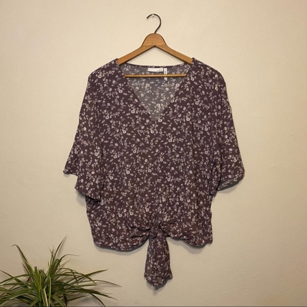 LUQ Tie Front Floral Blouse